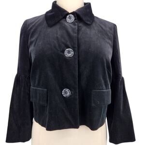 Ellen Tracy Black Velvet Bell Sleeve Jacket Size 14 Romantic Gothic Evening